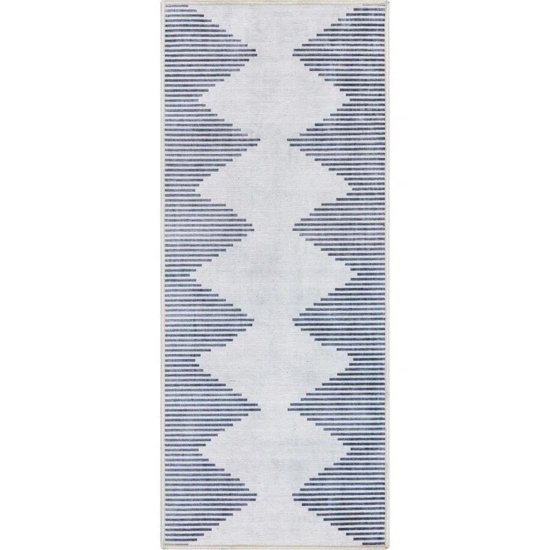Trinx Kehr Bree Moroccan Diamond Stripes Ivory Grey Area Flat-Weave Rug