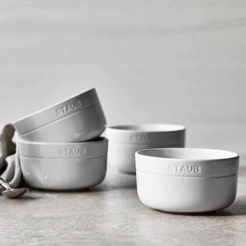 Staub Dining Line 4 Piece Ceramic Bowl Set, White