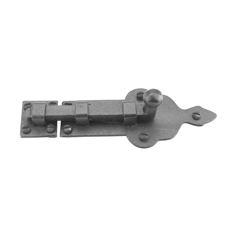 Black Slide Bolt Door Latch 3.75"L Rust Resistant Wrought Iron