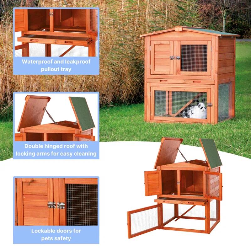 TRIXIE TRIXIE Elevated Single Rabbit Hutch with Large Run, Ramp, Ideal for Rabbits or Guinea Pigs