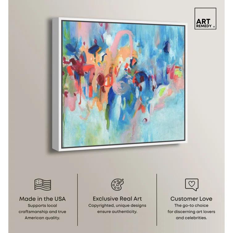 Art Remedy New Sky Framed Blue Abstract 1 Piece Canvas Wall Art 57079 | Wayfair
