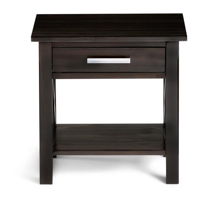 Simpli Home Kitchener 21"W Solid Mango Wood Square End Table with Storage Drawer