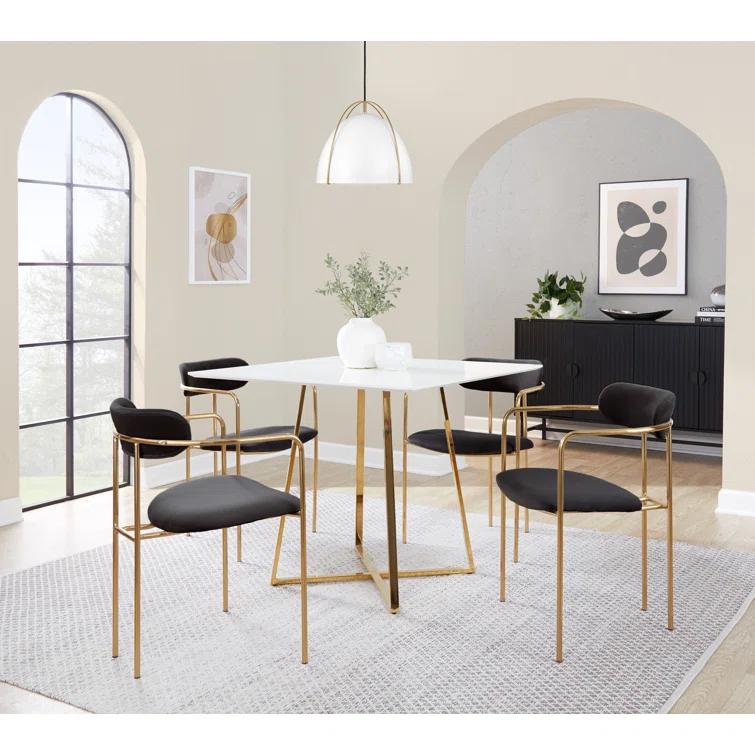 Etta Avenue™ Bellatrix 18'' H Velvet Upholstered Metal Armchair (Set of 2)