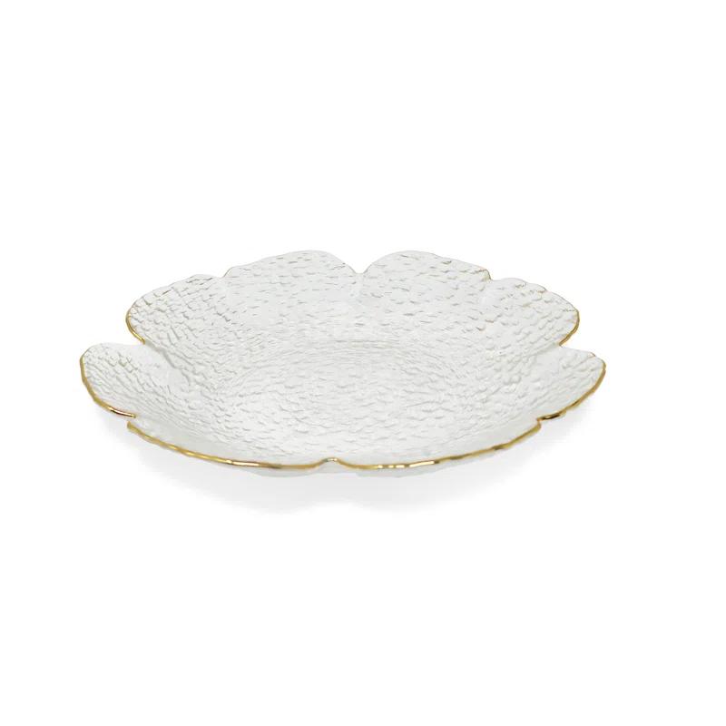 Rosdorf Park Damion Flower Shaped Plate With Gold Rim-9.5"D (Set of 4)