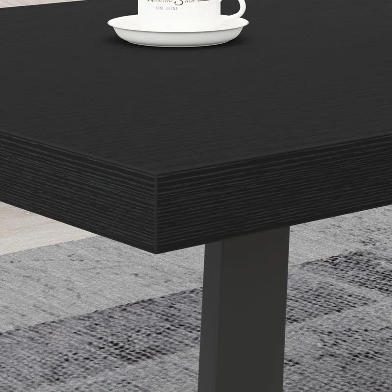 Latitude Run® Black Coffee Table, Industrial Wood And Metal Legs Center Table, Black Oak, 47 Inch