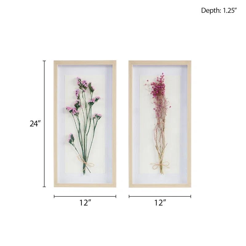Dried Flower 2-Piece Shadow Box Wall Decor Set