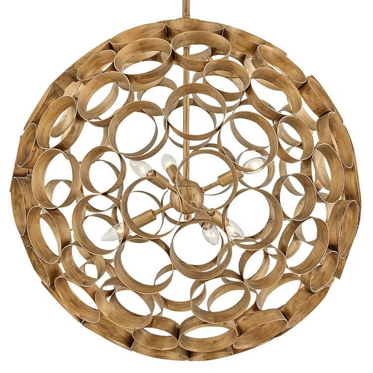 Centric 6-Light Orb Handcrafted Chandelier - Burnished Gold