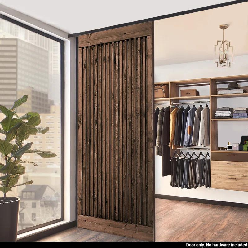 Calhome 84'' Solid Wood Paneled Painted without Installation Hardware Kit Barn Door