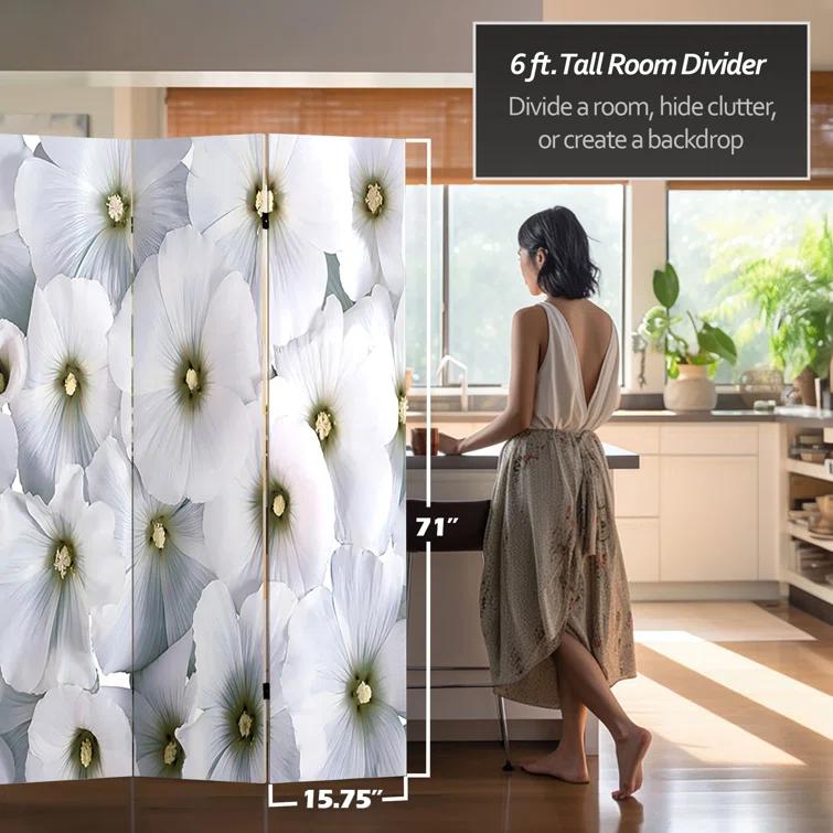Red Lantern 6 ft. Tall Floral Double Sided Room Divider, 71 inches high and 3 Panels wide