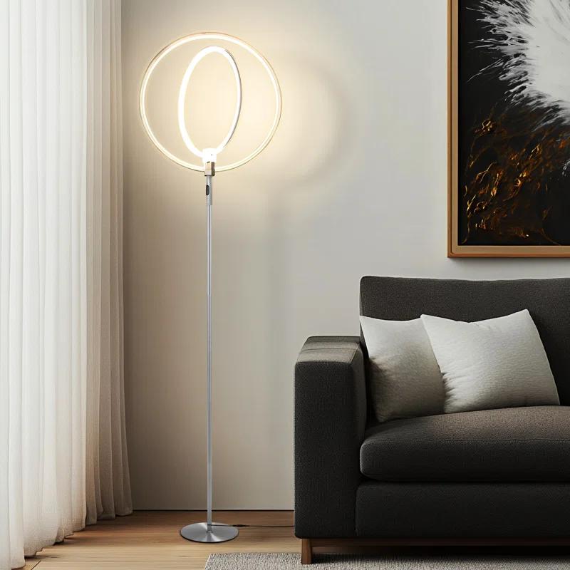 Brightech Eclipse 79 in. Industrial 2-Light 3-Way Dimming LED Floor Lamp with 2 Height Adjustable Heads