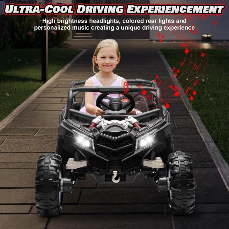 Anrli 24V 4WD Kids Electric UTV w/ Remote Control, Large Seat & 3 Speeds (Ages 3-8)