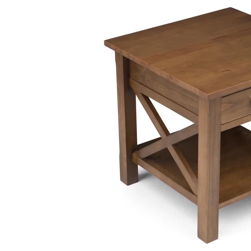 Simpli Home Kitchener 21"W Solid Mango Wood Square End Table with Storage Drawer