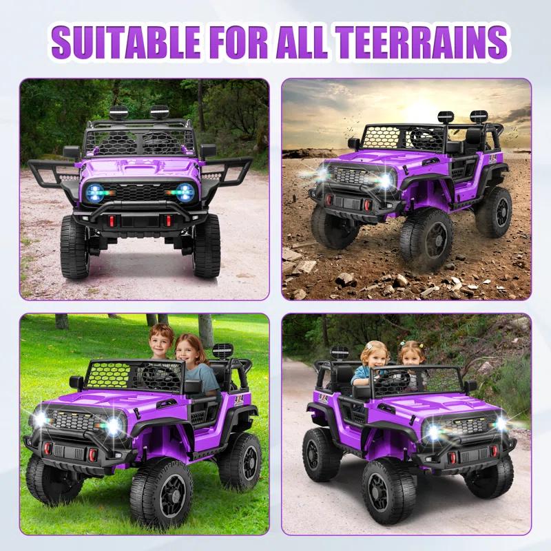 Homdox 24 Volt 2 Seater All-terrain Vehicles Electric Toys Car For Kids With Remote Control, 4X100W Motor, Led Lights, Music, Bluetooth