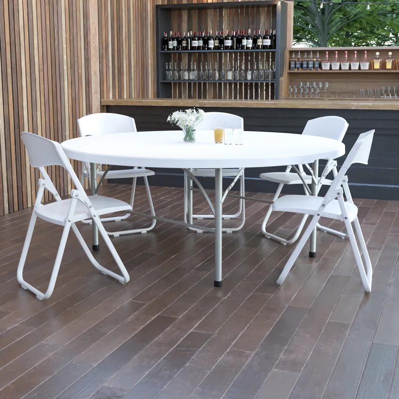 Flash Furniture Noah Stonewall 6' Round Plastic Folding Event Table with Carrying Handle