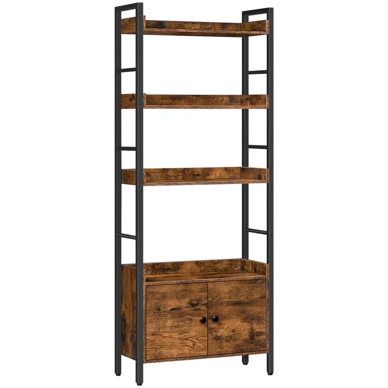 HOOBRO 4-tier Bookshelf with Doors and Storage Shelves & Reviews | Wayfair