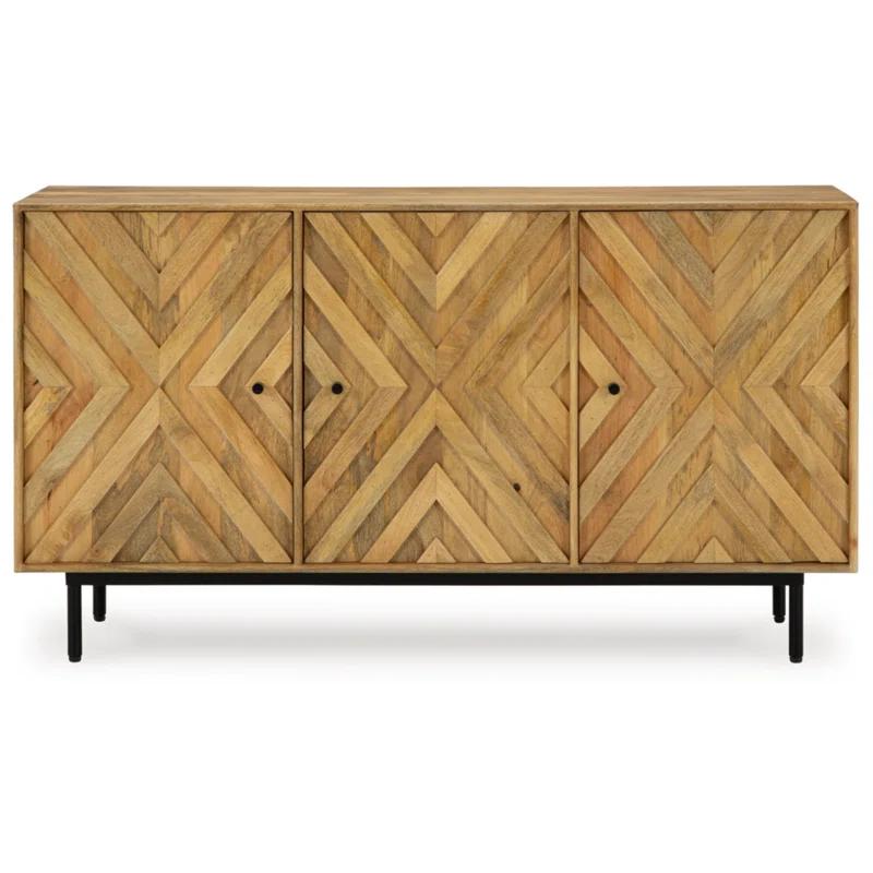 Cadewick Natural Mango Wood and Black Metal Accent Cabinet