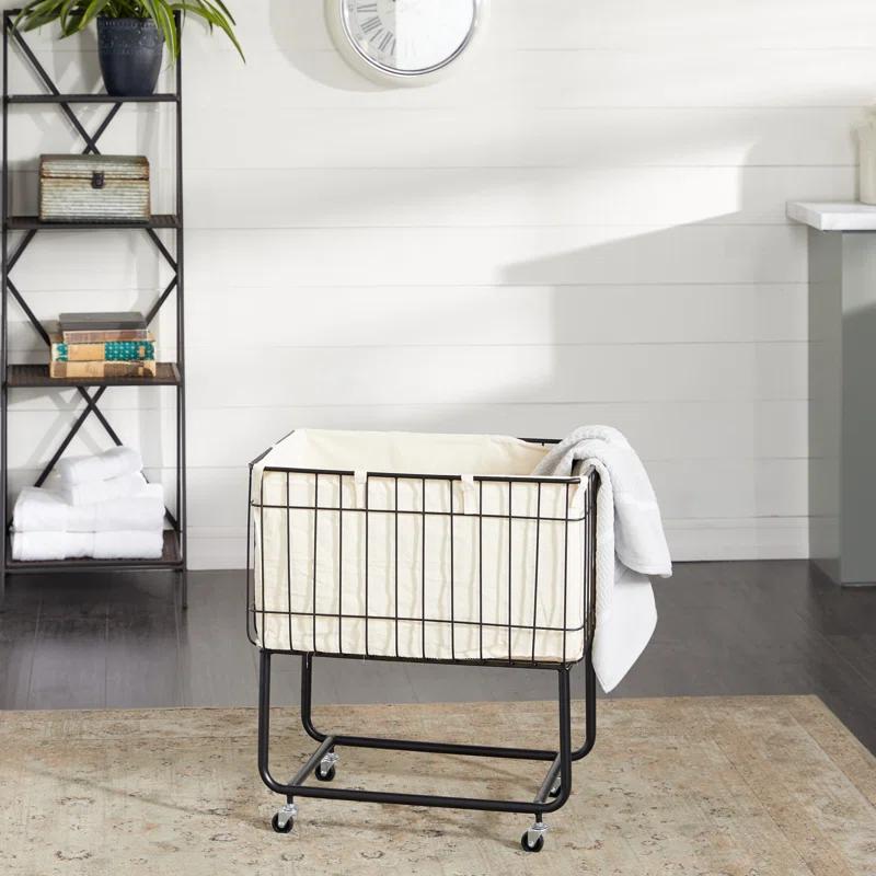 Joss & Main Metal Deep Set Wire Basket Storage Cart with Wheels and Fabric Lining & Reviews | Joss & Main
