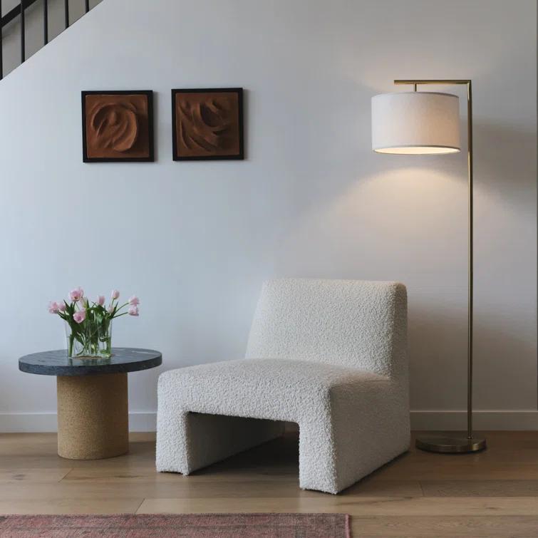 Montage Modern 60 in. Mid-Century Modern LED Floor Lamp with Fabric Drum Shade