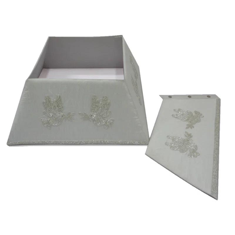 Arcadia Home Hand Beaded Adjustable Christmas Tree Collar - Doves on White Silk