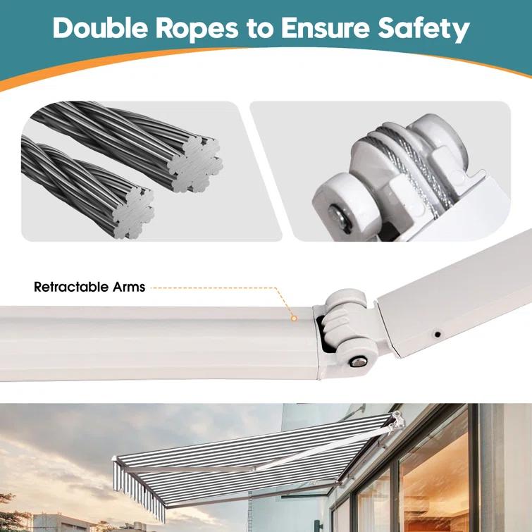 MCombo Manual Retractable Patio Door/Window Awning, Sunshade Shelter Outdoor Canopy