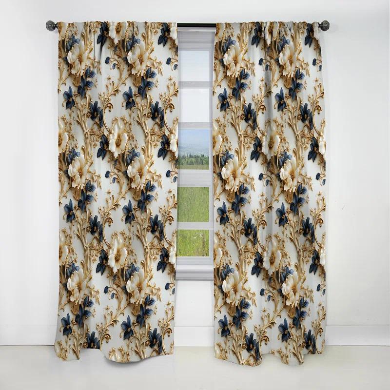 Design Art Vintage Ornamental Frames Victorian Pattern I - Damask Curtain - Blackout Curtain - 1 Panels