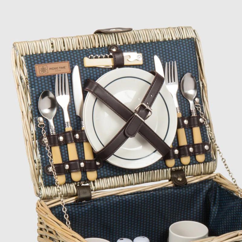 Picnic Time Catalina Wicker Picnic Basket with Picnic