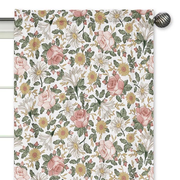 Sweet Jojo Designs Vintage Floral Semi-Sheer Rod Pocket Curtain Panels (Set of 2)