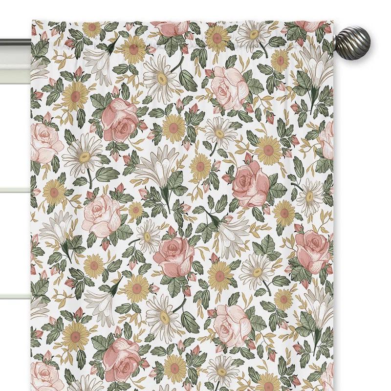 Sweet Jojo Designs Vintage Floral Semi-Sheer Rod Pocket Curtain Panels (Set of 2)