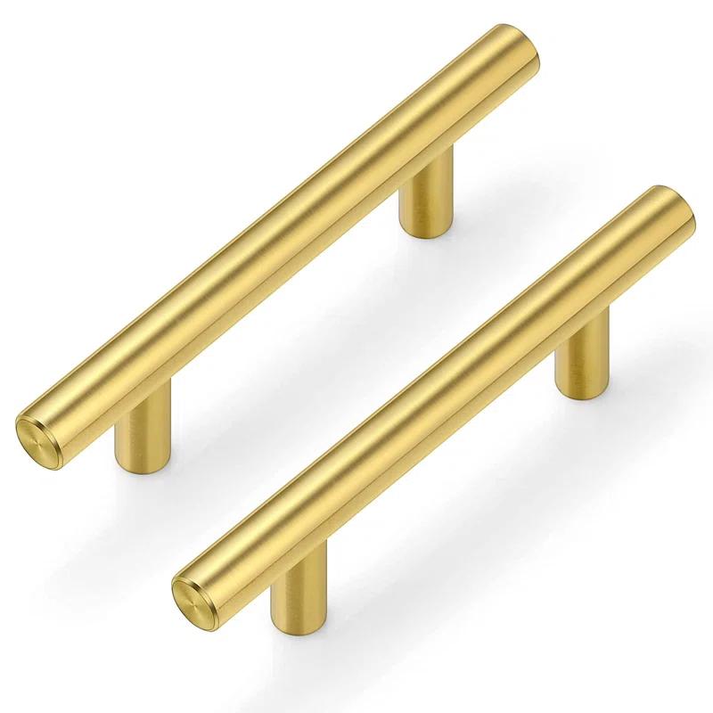 MARLIN MANUFACTURING COMPANY, INCORPORATED 30Pack 3''Hole Centers Gold Cabinet Handles-Brushed Brass Cabinet Pulls Gold Dresser Drawer Pulls-Stainless Steel Door Hardware For Kitchen Bathroom Bedroom Furniture-5''Overall Length