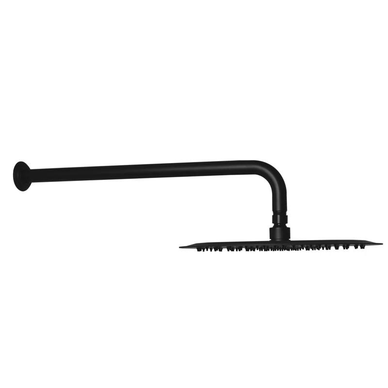 Westbrass COSHR1203-62 12" Round Thin Rainfall Shower Head with 1/2" IPS x 19" IPS Wall Mount 90-Degree Arm and Flange