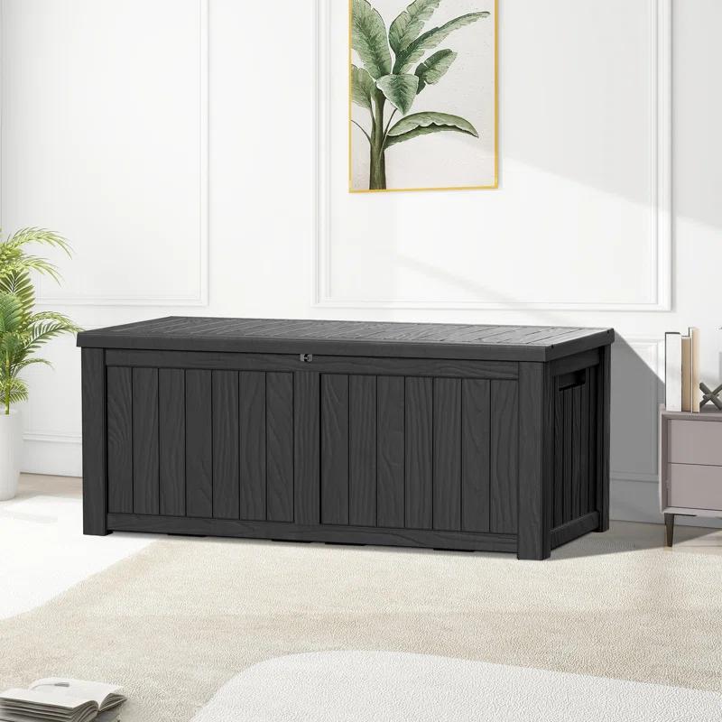 Hokku Designs Waterproof 120 Gallon Large Outdoor Indoor Patio Storage Deck Box , Outside Storage Bin for Cushion Pillows, Towels, Garden Tools