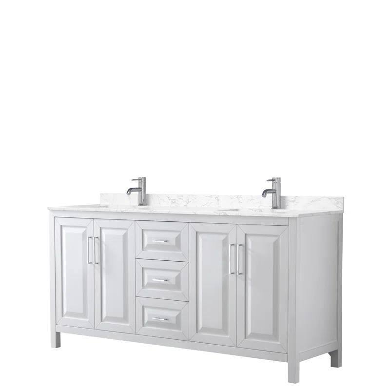 Wyndham Collection Daria 72'' Double Bathroom Vanity with Carrara Marble Top