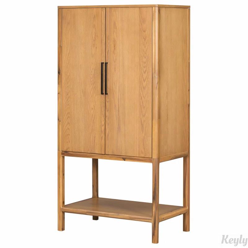 Keyly inc 36.2" W multiple storage functions Oak Veneer Cabinet