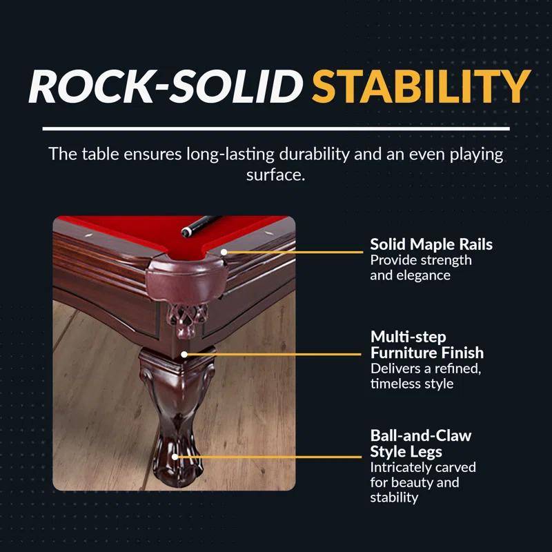 Hathaway Games Hathaway Augusta 8 Ft Furniture Pool Table – Includes Cue Sticks, Billiard Balls – Classic Design Perfect for Family, Home, Dining, or Living Room