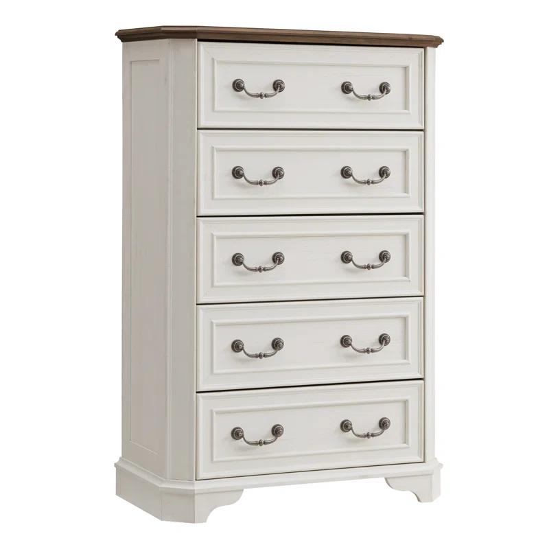 Laurel Foundry Modern Farmhouse® Theron Farmhouse 5 Drawer Bedroom Dresser, Wood Tall Chest of Drawers, Closet Storage for Bedroom