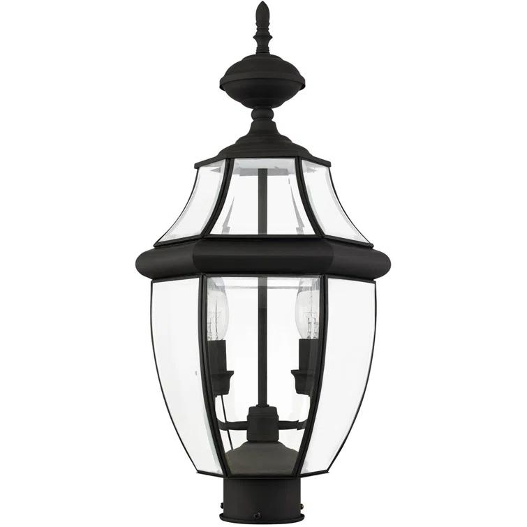 Lighting Lumens 2 Light Verdigris Outdoor Post Lantern Pendant - Clear Beveled Glass Shade