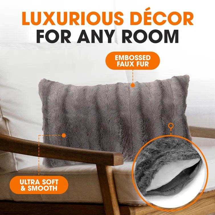 Cheer Collection Faux Fur Pillow Cover