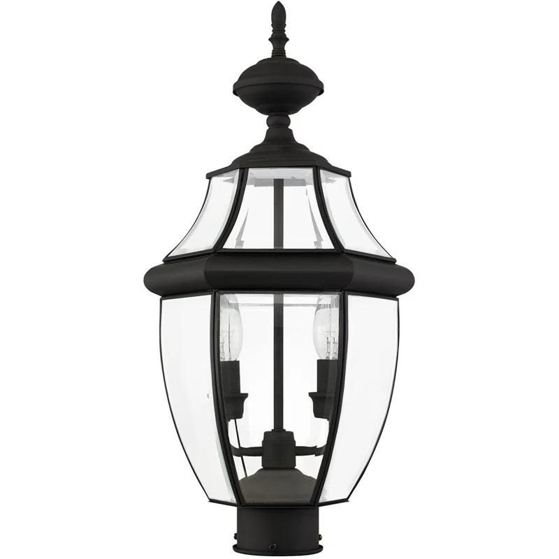 Lighting Lumens 2 Light Verdigris Outdoor Post Lantern Pendant - Clear Beveled Glass Shade