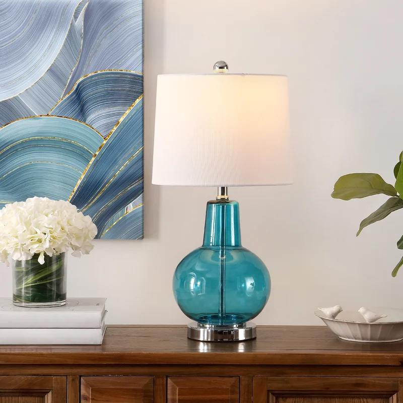 Morocco Blue Crackle Glass 16" Arc Adjustable Table Lamp