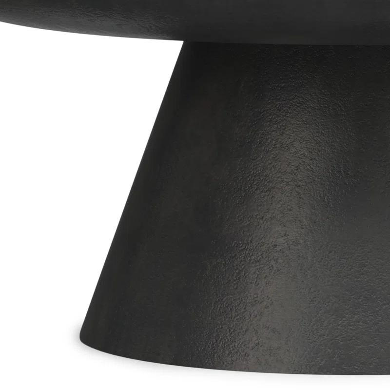 Simpli Home Alexa 30"W Cast Aluminum Mid-Century Modern Round Coffee Table with Pedestal Base, Fully Assembled