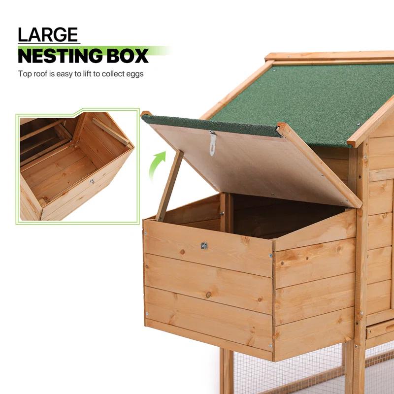 Archie & Oscar™ Allain Outdoor Chicken Coop with Nesting Box, 80" Wood Rabbit Hutch Poultry House Run Cage Enclosure