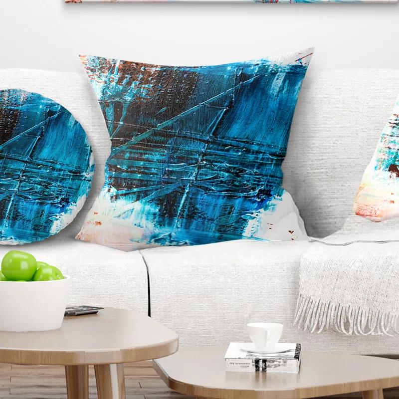Design Art Abstract Blue Structure Art - Abstract Printed Throw Pillow