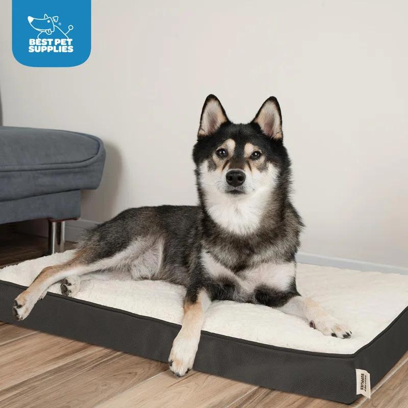 Best Pet Supplies Dog Crate Mat with Waterproof Exterior, Orthopedic Foam, and Sherpa Cover - Brown