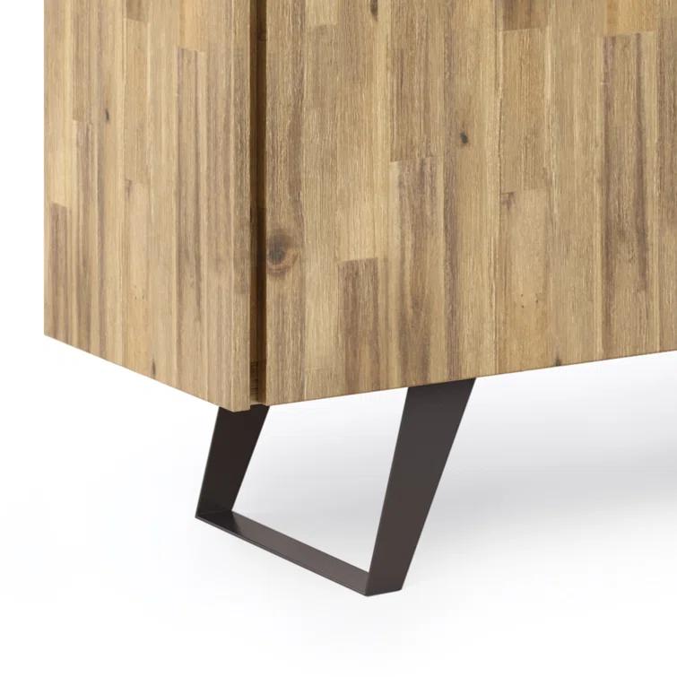 Simpli Home Lowry 60"W Solid Wood Modern Industrial 2-Door Sideboard Buffet with 3 Center Drawers