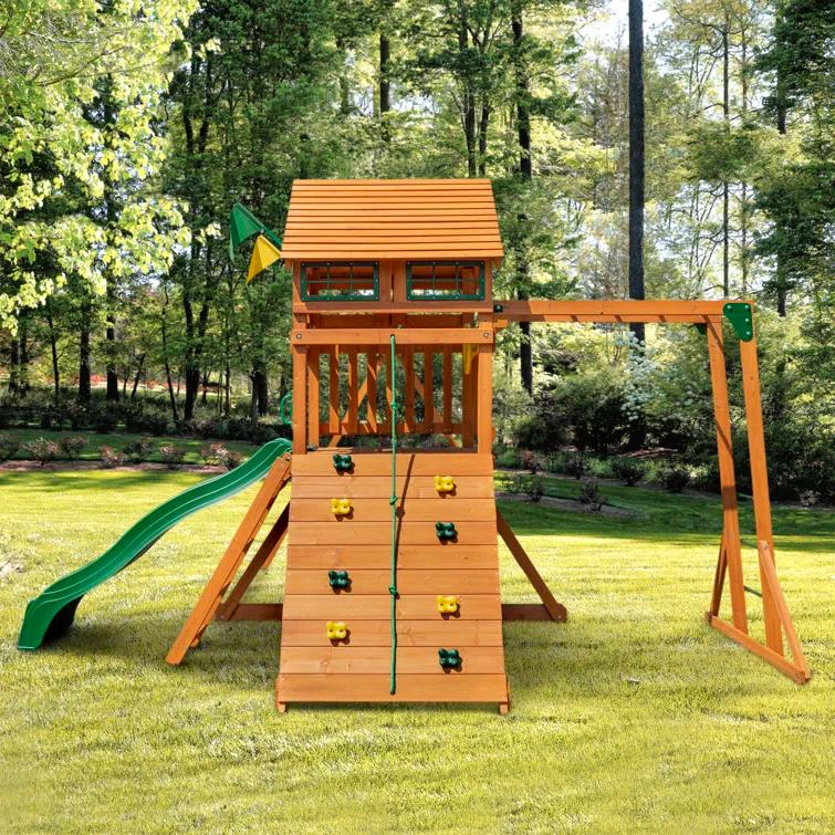 Gorilla Playsets Avalon w/ Wood Roof & Monkey Bars - Professional Installation Available
