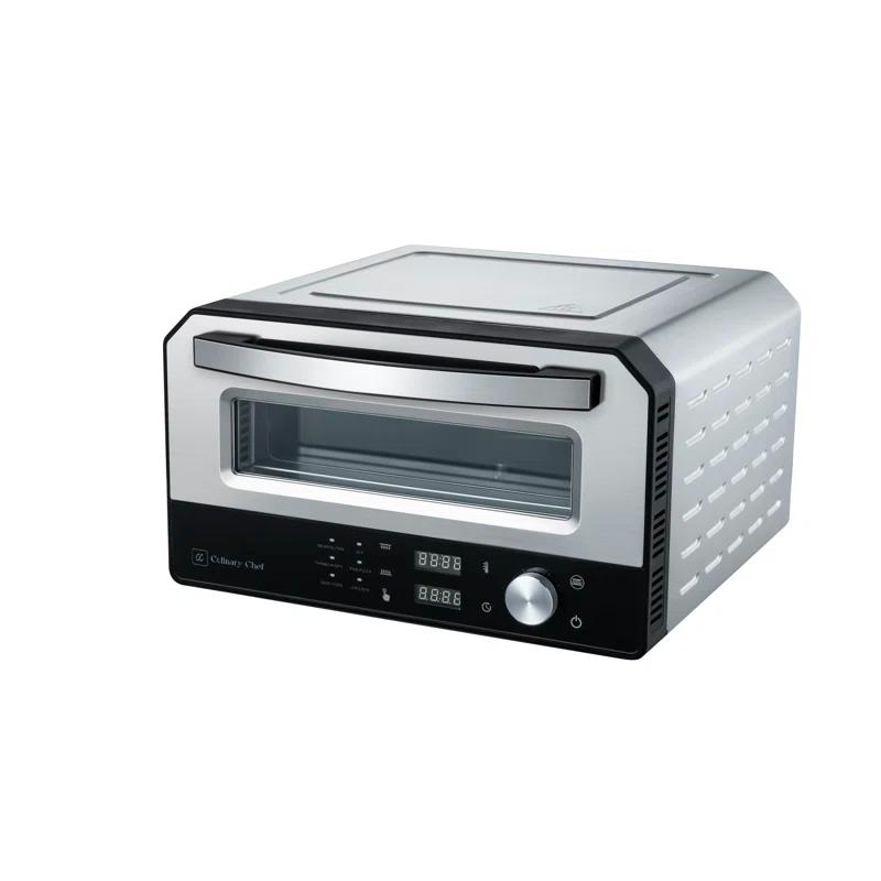 Culinary Chef Culinary Chef Indoor Pizza Oven, Temperature Control, Bonus Artisanal Cutter, Removable Stone, SS