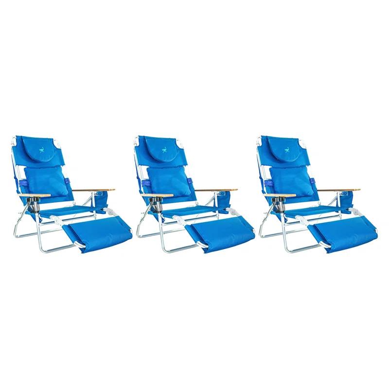 Ostrich Ostrich Deluxe Padded Lightweight Portable Adjustable Outdoor Reclining Folding Chair with Footrest