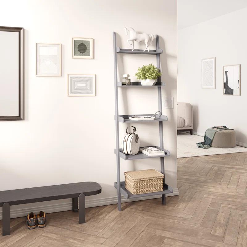 Ballucci Lado 5-Tier 67" H x 18" W Wood Leaning Ladder Bookcase