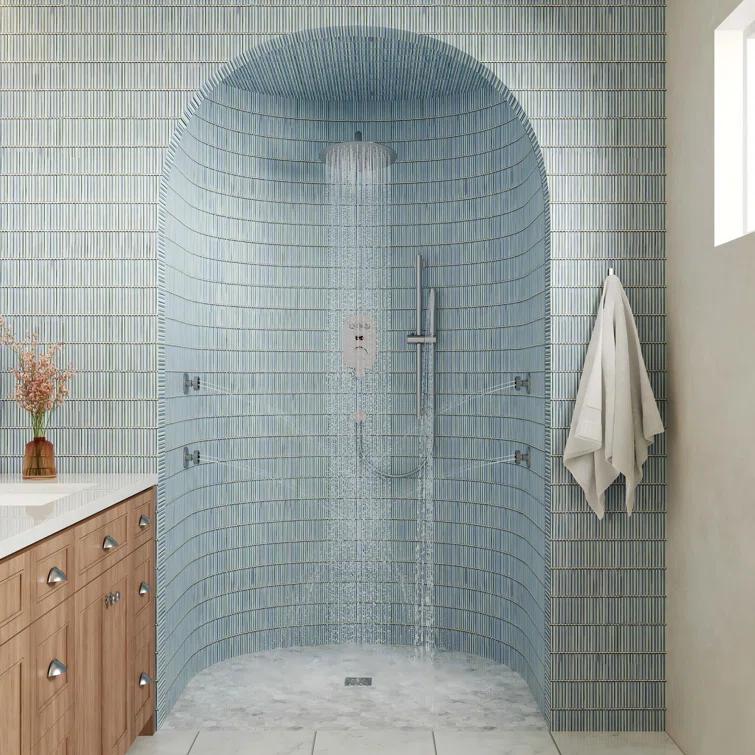 CASAINC 3-Function 12 Inch Temperature Digital Display Shower System With 2-Setting Slider Bar Handheld And 4Pcs Body Jets BR01009SX12BN