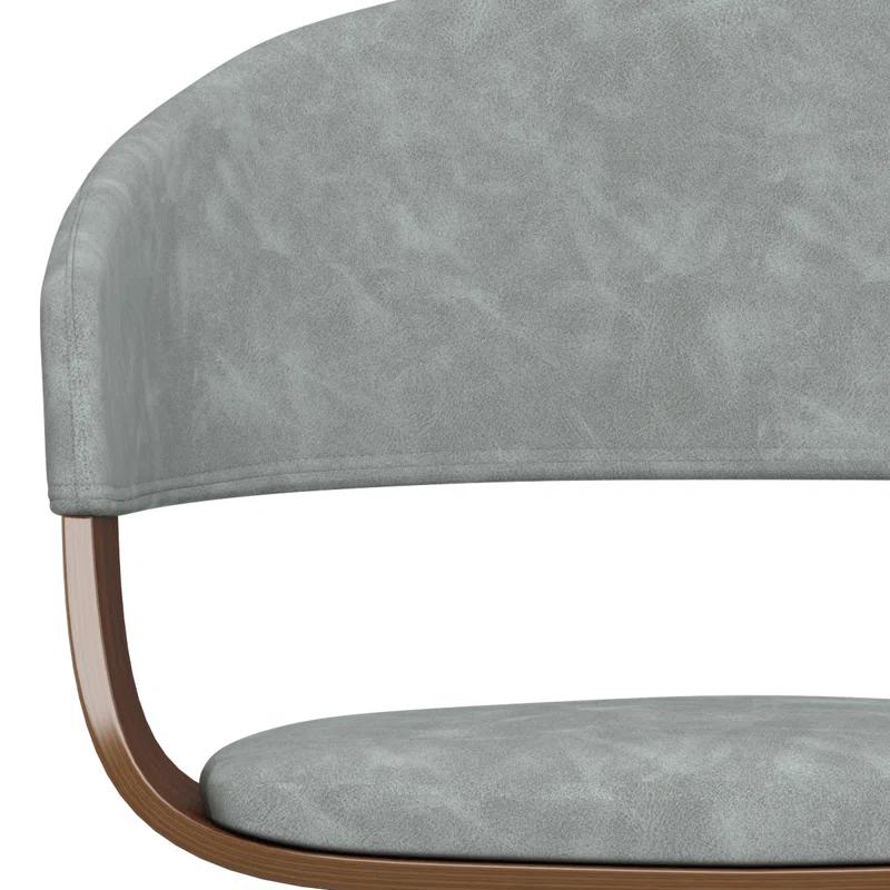 Simpli Home Lowell Bentwood Upholstered Dining Chair with Curved Backrest in Mid-Century Modern Style